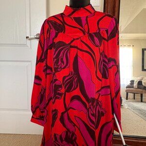 Target - Who What Wear red Milanese Floral Shift Dress - Sz Small